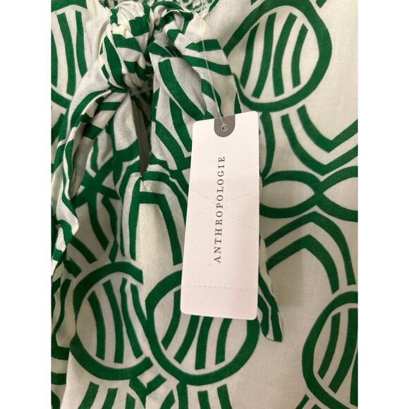 MAEVE Anthropology NWT Verena Tie Front Green & Cream Geometric Print Tank Small - Picture 7 of 10